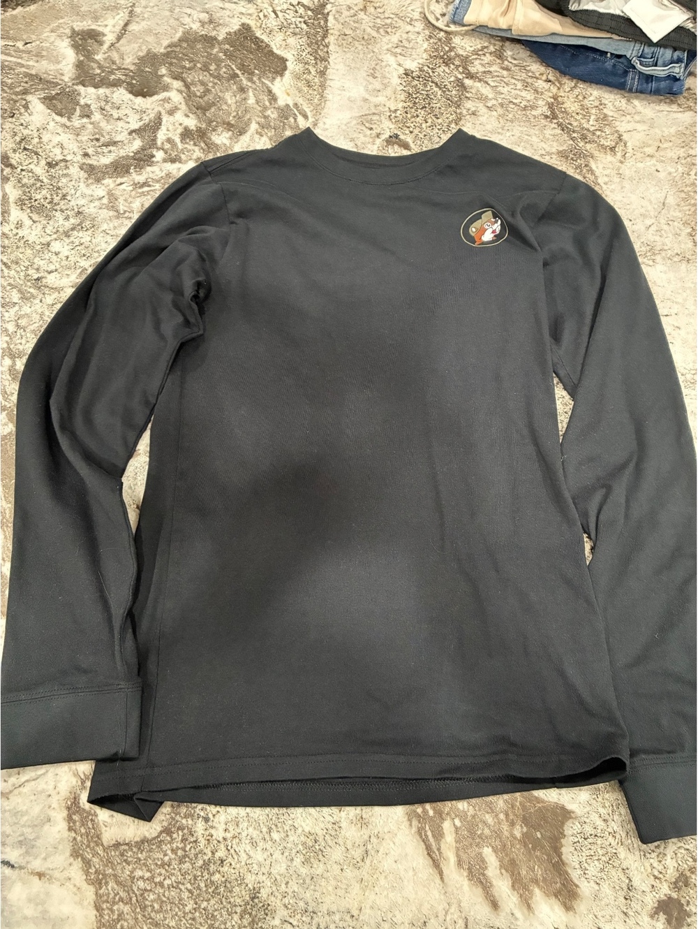 Buc-ee's Black Long Sleeve Cotton Shirt Size Small with Camo Logo